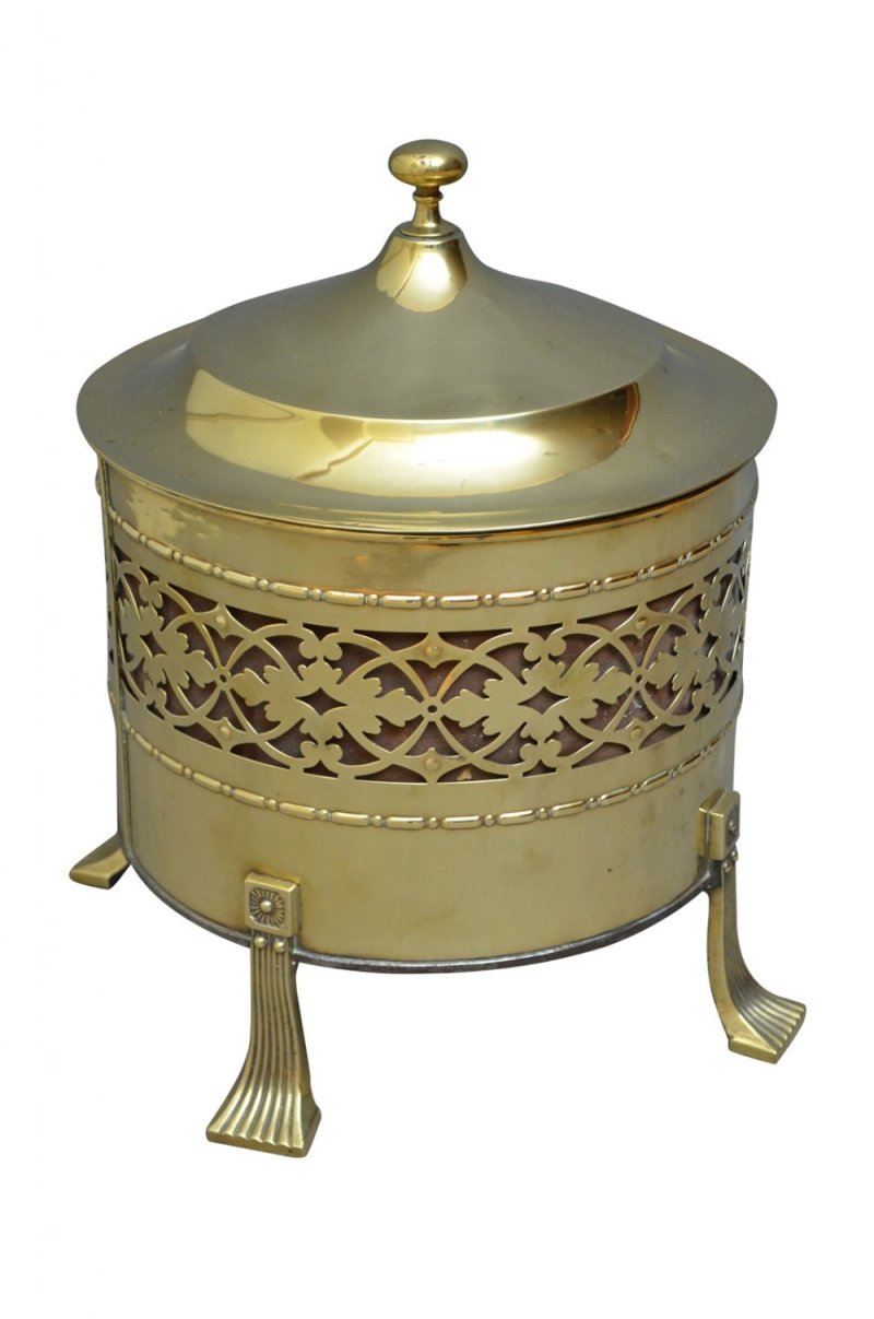 Edwardian Brass Coal Bin Or Planter